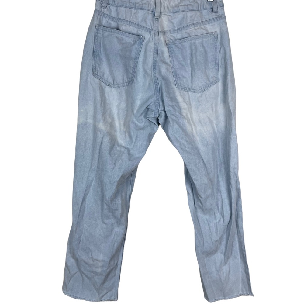 91 Cotton On High Rise 90’s Stretch Raw Fringe Hem Super Distressed Light Crops - Picture 8 of 11